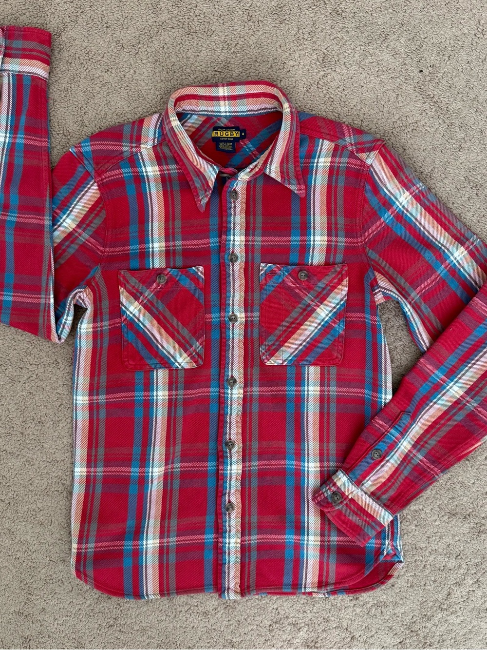 Ralph Lauren Rugby Vintage Women’s Red Plaid Button-Down Shirt Size 4